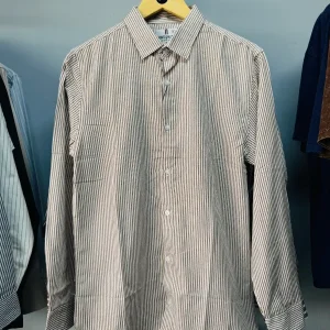 Coffee and White Striped Shirt