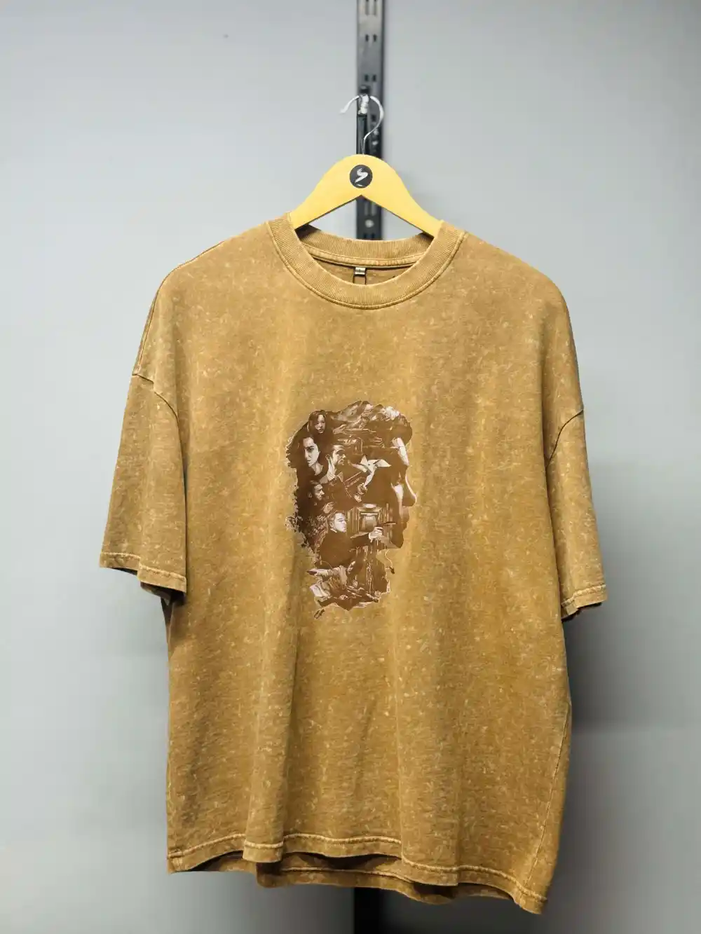 Beige Acid Wash Tee